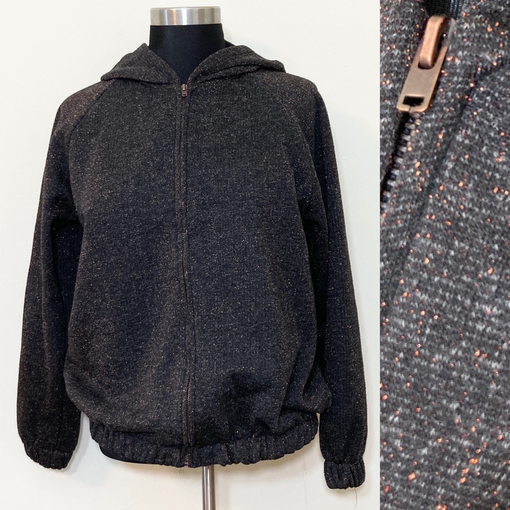 Zip Up Hoodie Zara Black with Gold Glitter Size 13 14